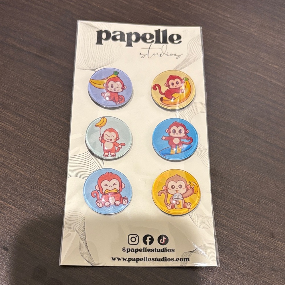 Papelle Studios Monkey Magnet Set (6)
